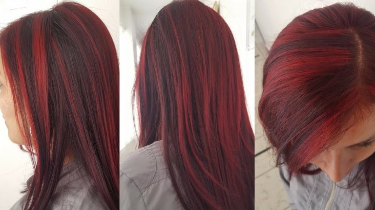 Rayos rojos en cabello corto